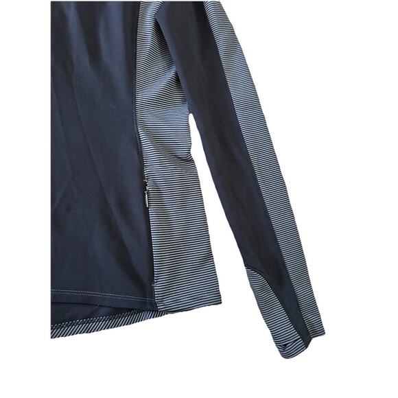 Athleta 1/2 Zip Long Sleeve Athletic Top Women's Size Small Black Gray Stripe - Picture 3 of 7